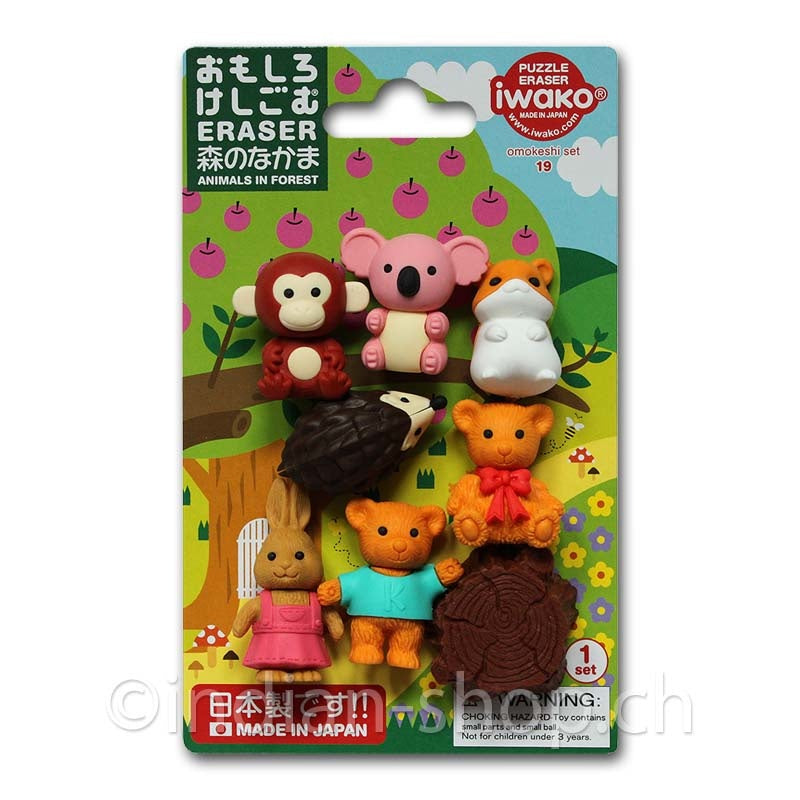 iwako-radiergummi-wald-tiere