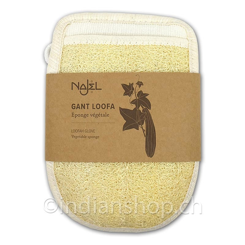 Bade- und Massage-Handschuh aus Luffa und Baumwolle –