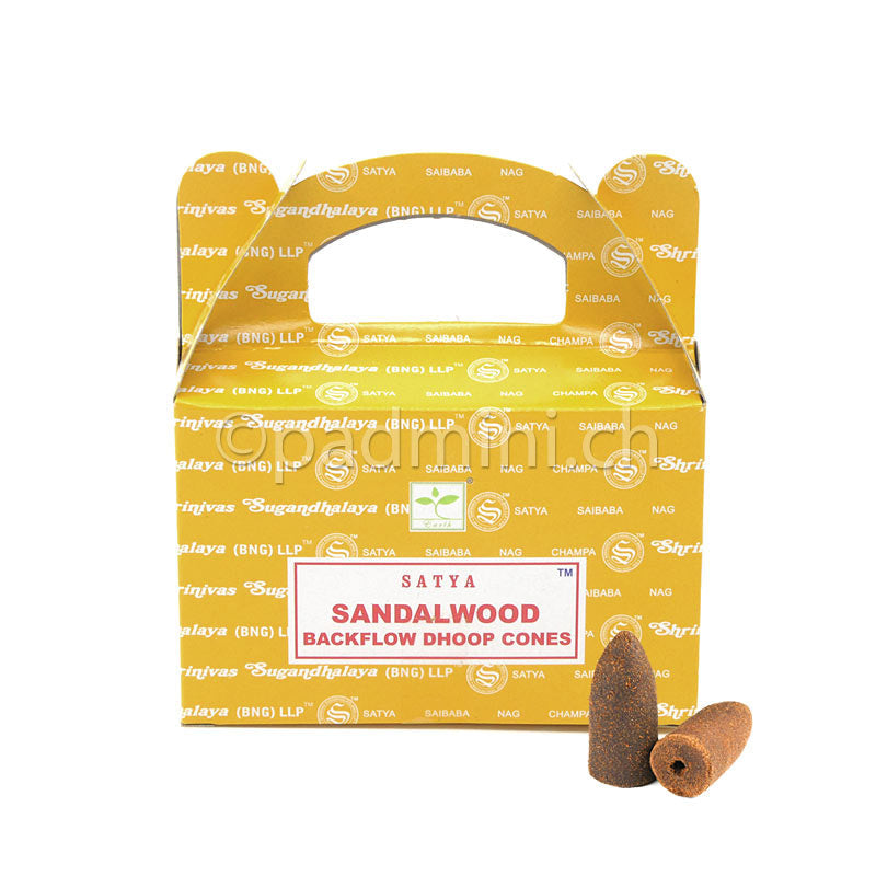 Satya Sandalwood BNG Backflow Dhoop Cones mit 24 Räucherkegeln