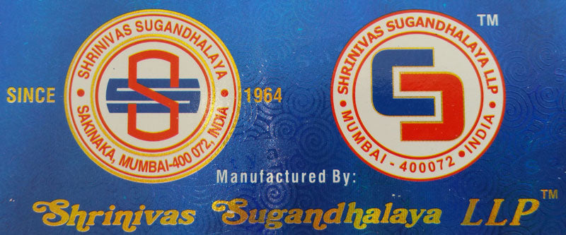 Neues Logo von Shrinivas Sugandhalaya auf einer Satya Räucherstäbchenpackung