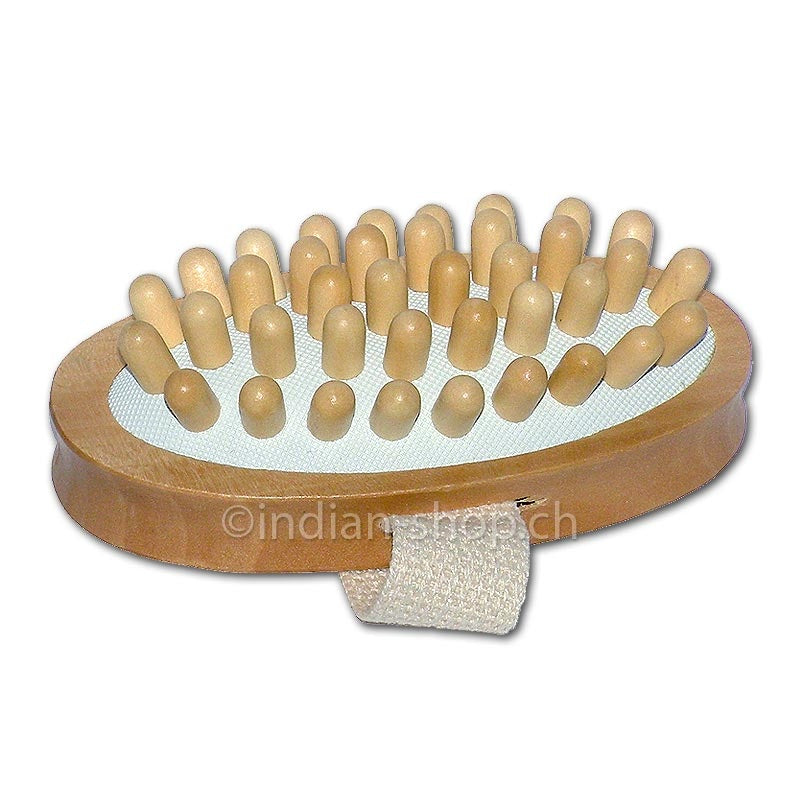 Anti-Cellulite-Massagebürste mit abgerundeten Holznoppen