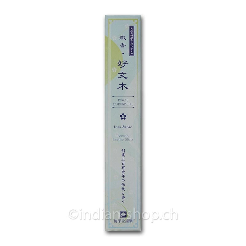 Baieido Bikou Kobunboku Smokeless japanische Räucherstäbchen in der 10-g-Packung mit raucharmer Rezeptur.