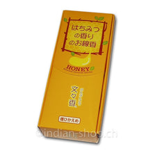 Baieido Bun Bun Koh – orange-gelbe Originalverpackung japanischer Honig Räucherstäbchen mit Wabenmuster, 80 g