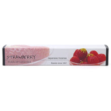 Baieido Imagine Strawberry – längliche Verpackung japanischer Räucherstäbchen mit roten Erdbeeren, 40 Stäbchen und Halter