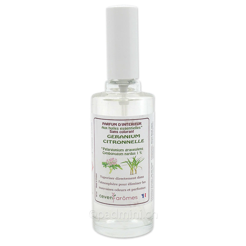 Ceven'Arômes Raumduft Geranium und Zitronengras mit ätherischen Ölen, 50 ml Sprühflasche