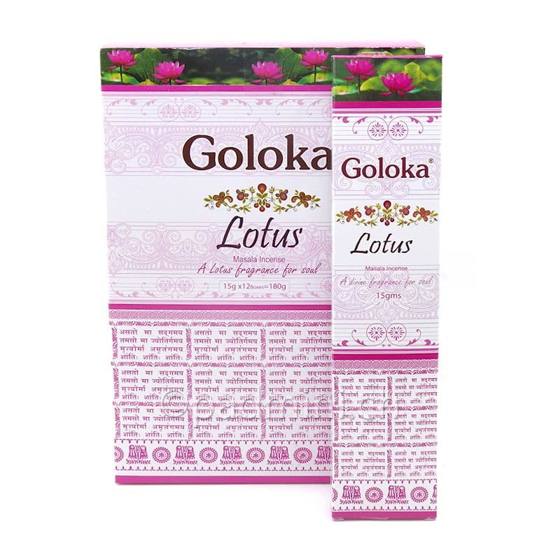 Goloka Lotus Masala Räucherstäbchen 15 g aus Indien