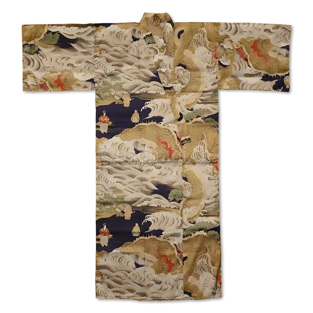 Authentischer japanischer Kimono aus Seidensatin für Herren, hergestellt in Kyoto