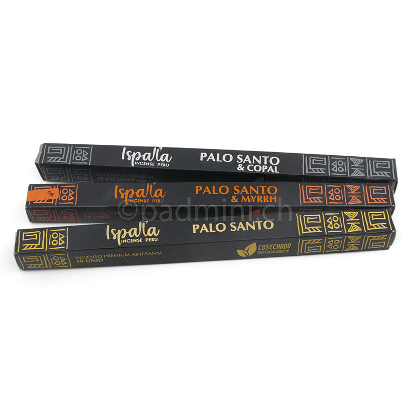 Ispalla Palo Santo Räucherstäbchen-Set mit Copal und Myrrhe – 3 × 10 Stück