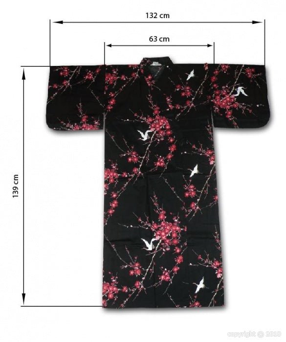 Kimono aus Baumwolle Kraniche 547 - INDIAN SHOP