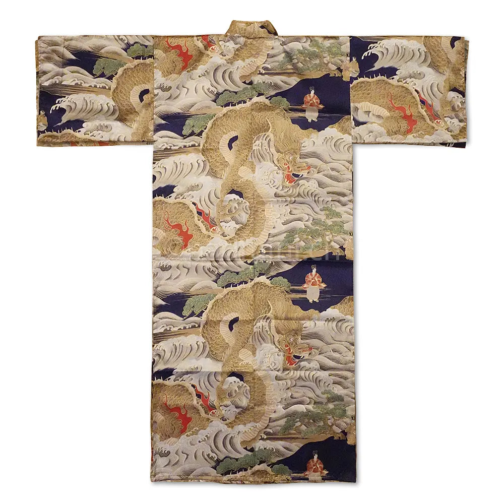 Kimono japonais authentique en satin de soie pour homme, fabriqué à Kyoto
