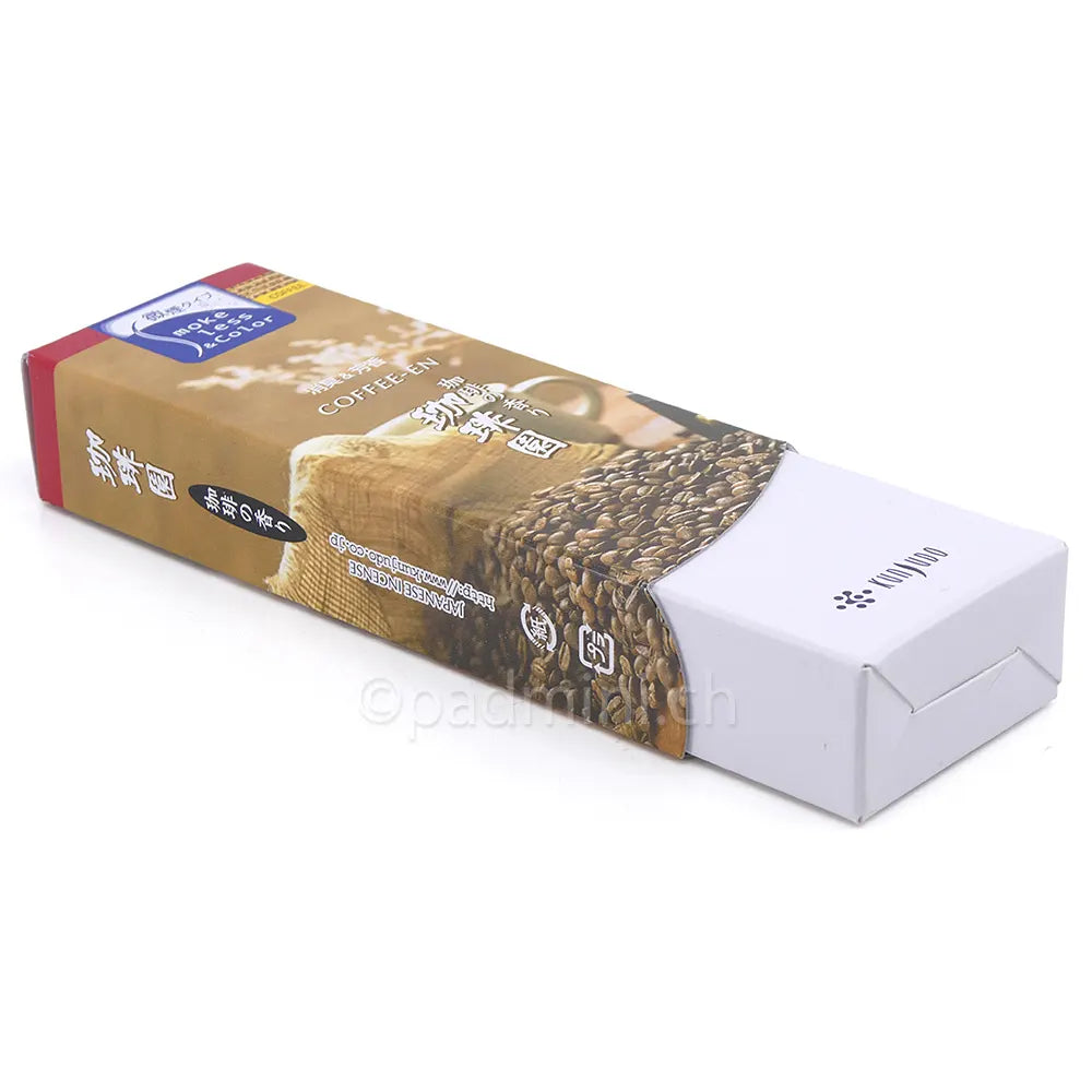 Kunjudo Coffee-en – japanische Kaffee Räucherstäbchen in brauner Originalpackung mit gerösteten Kaffeebohnen