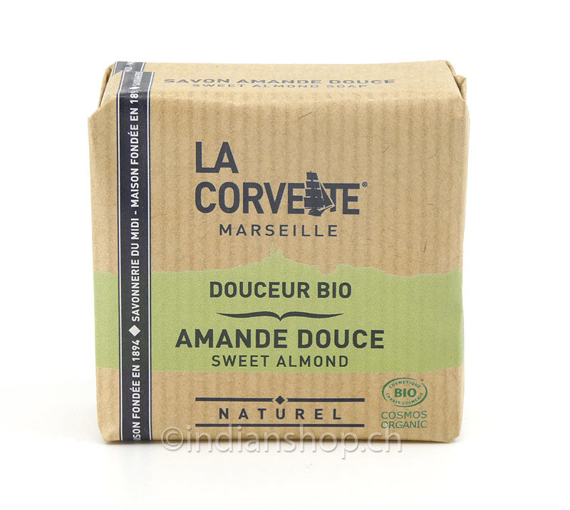 Bio-Duftseife La Corvette Marseille mit Süssmandel, 100 g, COSMOS ORGANIC zertifiziert.