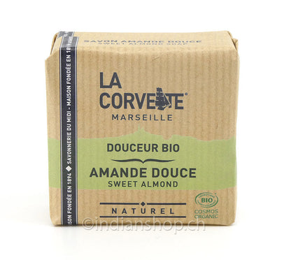 Bio-Duftseife La Corvette Marseille mit Süssmandel, 100 g, COSMOS ORGANIC zertifiziert.