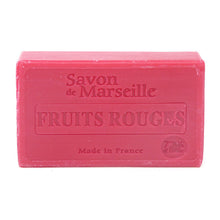 Le Chatelard 1802 Savon de Marseille Fruits Rouges 100 g, rosarotes rechteckiges Seifenstück mit eingeprägter Aufschrift Fruits Rouges
