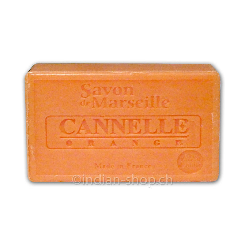 Le Chatelard 1802 Savon de Marseille Cannelle Orange 100 g, orangefarbene Zimt-Orangen-Seife