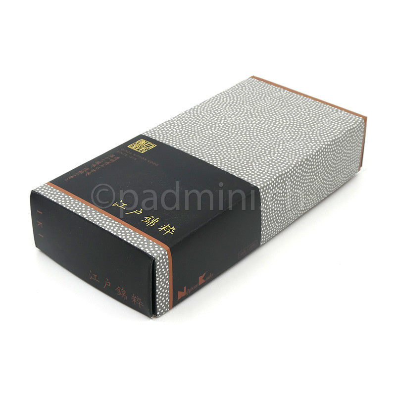 Nippon Kodo Aroma Bliss Edo Modern Räucherstäbchen 90 g in schwarz-grau gemusterter Schachtel im japanischen Edo-Komon-Stil