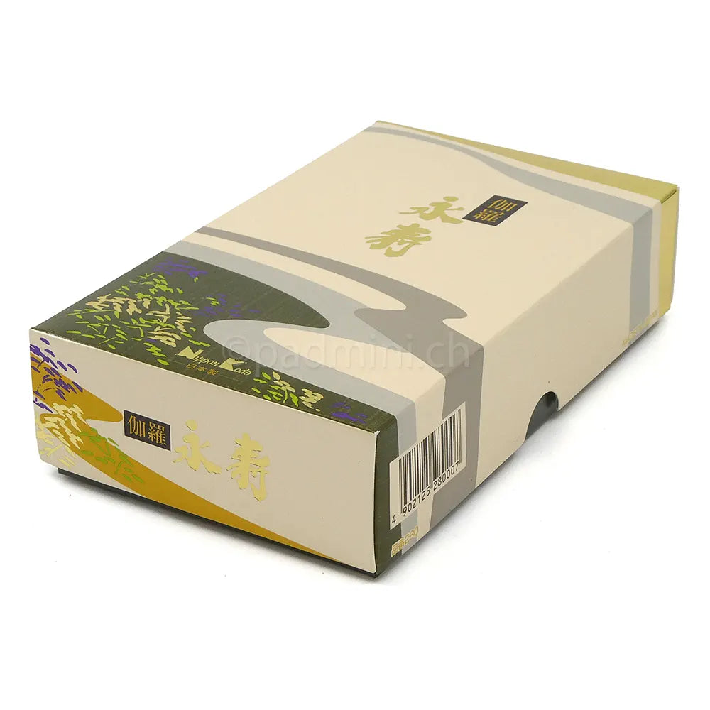 Nippon Kodo Eiju Kyara japanische Räucherstäbchen mit Kyara-Agarholz in der traditionellen Originalverpackung.