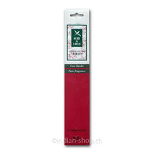 Nippon Kodo Herb & Earth Rose, rote Less-Smoke-Verpackung mit grünem Logo und 20 Räucherstäbchen mit Rosenduft