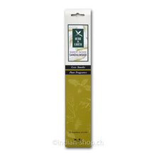 Nippon Kodo Herb & Earth Sandalwood, grüngelbe Less-Smoke-Verpackung mit 20 Räucherstäbchen und Sandelholzduft