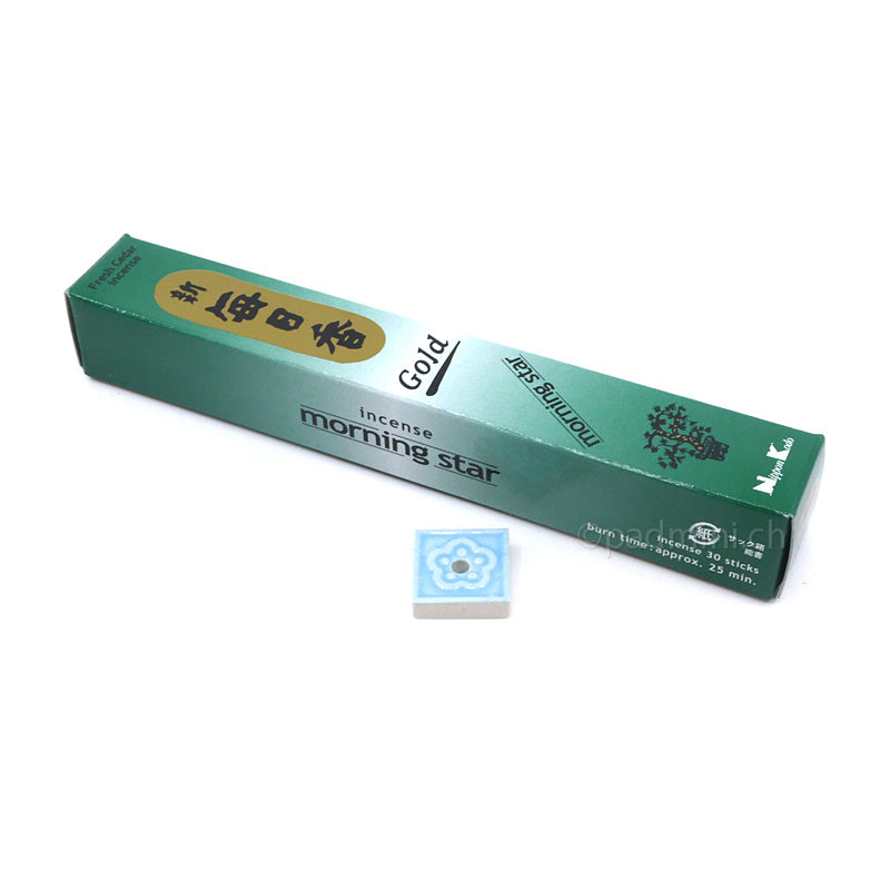 Nippon Kodo Morning Star Gold Fresh Cedar Räucherstäbchen mit Keramikhalter