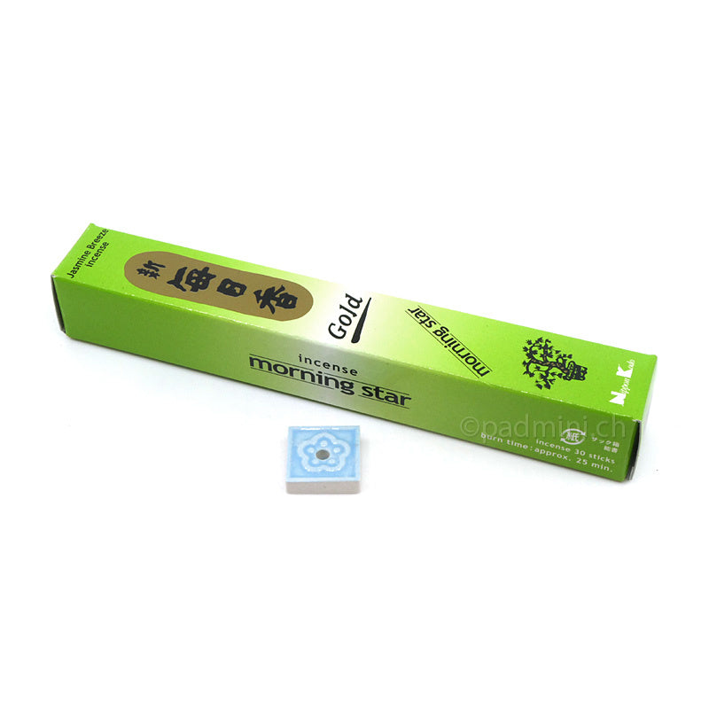 Nippon Kodo Morning Star Gold Jasmine Breeze Räucherstäbchen mit Keramikhalter