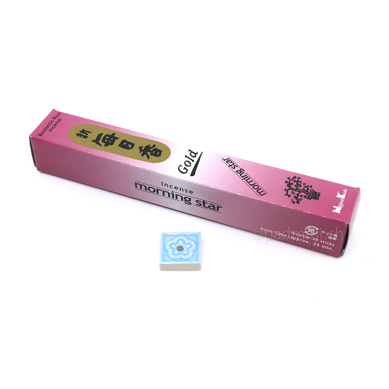 Nippon Kodo Morning Star Gold Romantic Rose Räucherstäbchen mit Keramikhalter