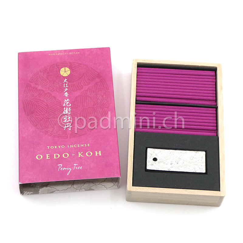 Nippon Kodo Oedo-Koh Peony Tree Räucherstäbchen mit Metallhalter