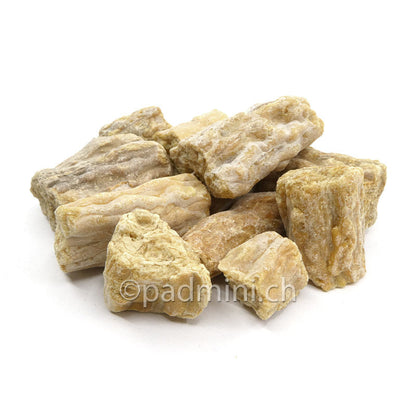 Naturbelassenes Sal-Harz in Stücken und Pulverform aus Indien für das Räuchern auf Kohle, 50g-Packung.