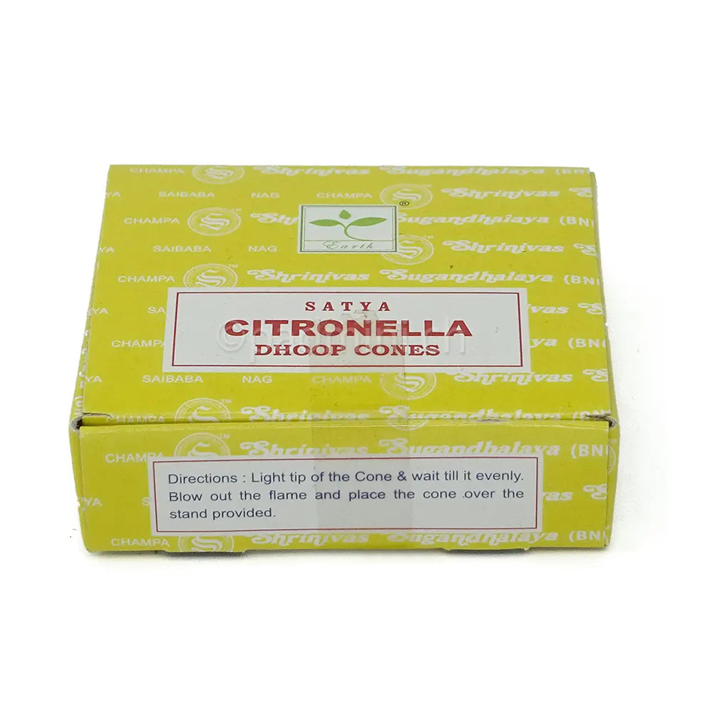 Satya Citronella BNG Dhoop Cones mit 12 Räucherkegeln von Shrinivas Sugandhalaya