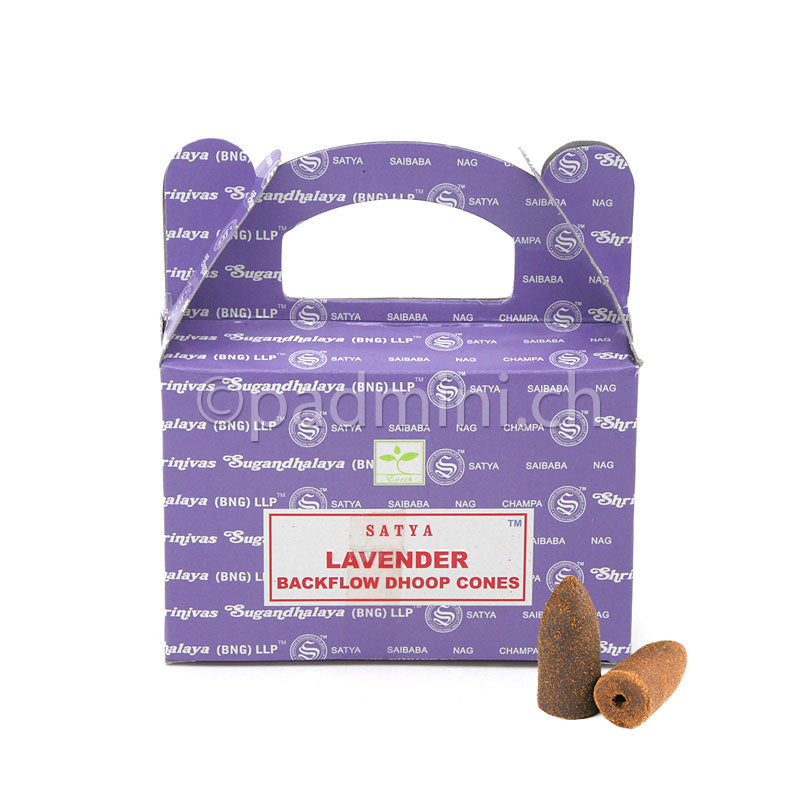 Satya Lavender BNG Backflow Dhoop Cones mit 24 Räucherkegeln