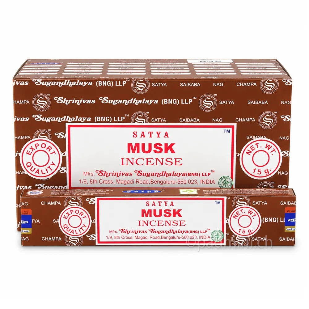 Satya Musk Räucherstäbchen von Shrinivas Sugandhalaya BNG, 15-g-Packung