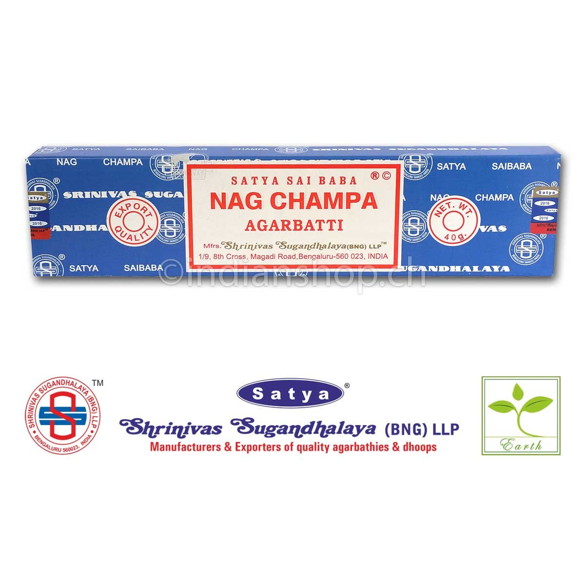 Satya Sai Baba Nag Champa BNG Räucherstäbchen in der blauen 40-g-Packung