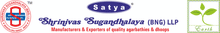 Rückseite der originalen Satya Nag Champa Packung von Shrinivas Sugandhalaya (BNG) LLP mit Herstellerlogo und Kennzeichnung.
