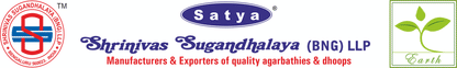 Rückseite der originalen Satya Nag Champa Packung von Shrinivas Sugandhalaya (BNG) LLP mit Herstellerlogo und Kennzeichnung.