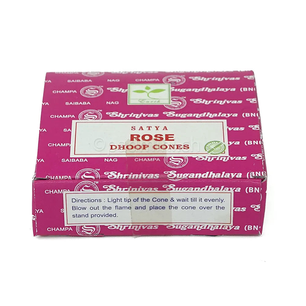 Satya Rose BNG Dhoop Cones mit 12 Räucherkegeln von Shrinivas Sugandhalaya