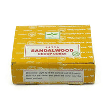 Satya Sandalwood BNG Dhoop Cones mit 12 Räucherkegeln von Shrinivas Sugandhalaya