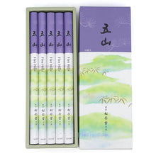 Shoyeido Gozan Five Hills japanische Räucherstäbchen in violetter Originalschachtel mit 10 Rollen, Verkauf einzeln