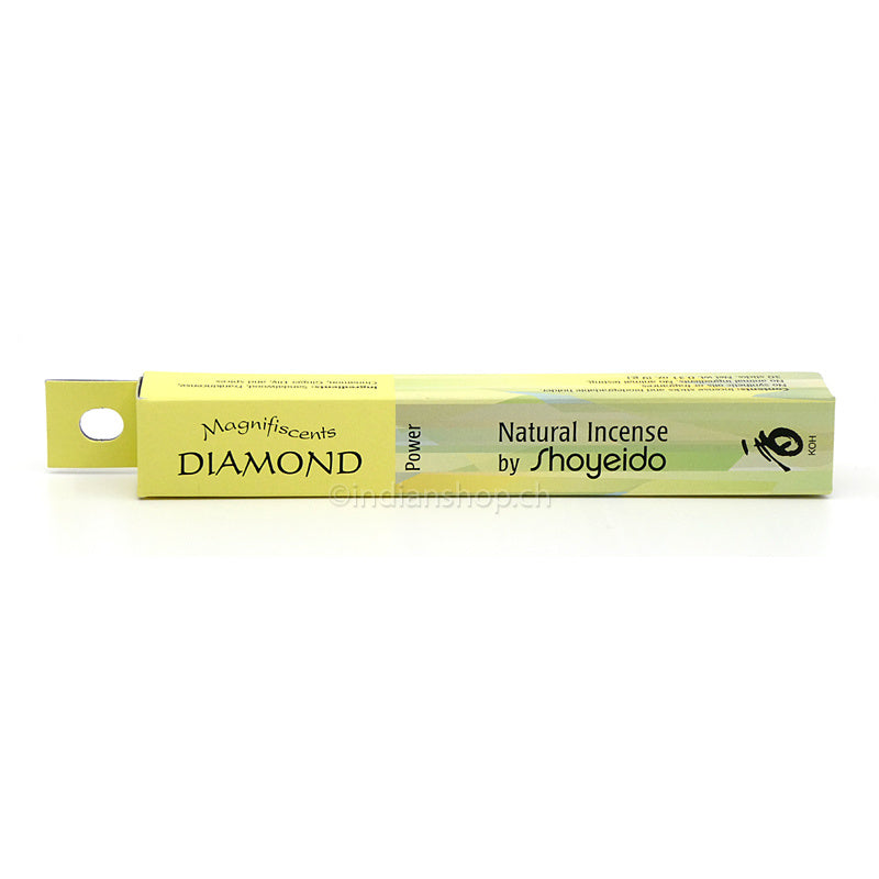 Shoyeido Magnifiscents Diamond Power – gelb-grüne Originalpackung mit 30 japanischen Räucherstäbchen