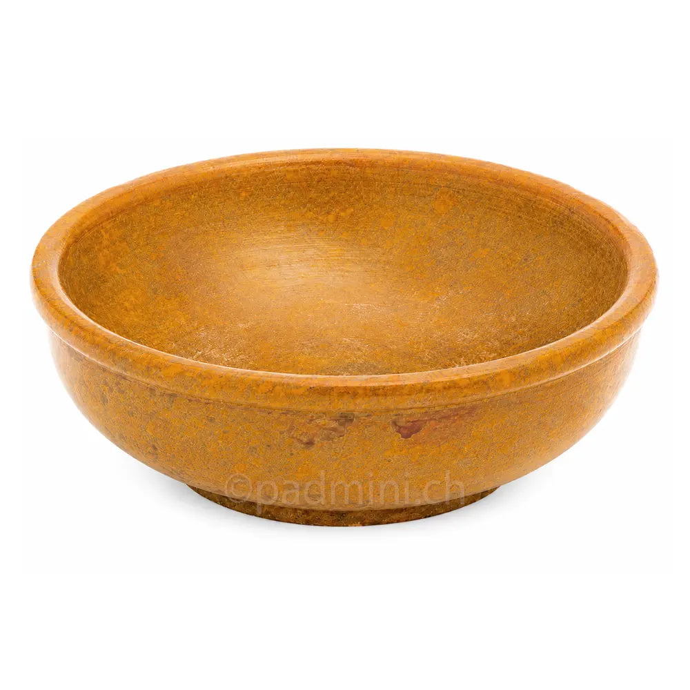 Amberfarbene Speckstein-Räucherschale 10 cm aus Indien