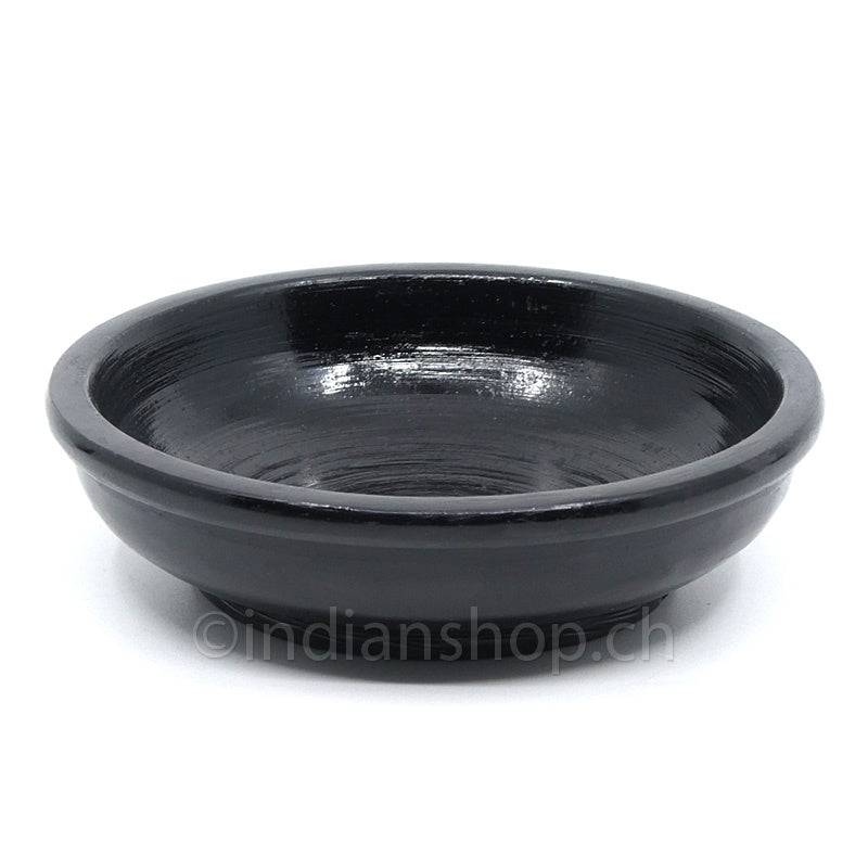 Schwarze Speckstein-Räucherschale 10 cm aus Indien