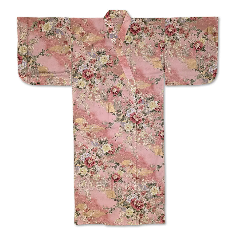 Traditioneller japanischer Yukata aus 100 % Baumwolle in Rosa mit klassischem Blumenmuster