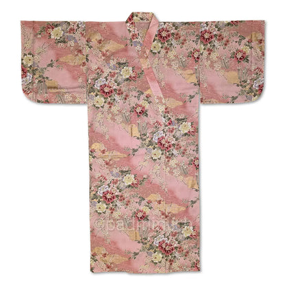 Traditioneller japanischer Yukata aus 100 % Baumwolle in Rosa mit klassischem Blumenmuster