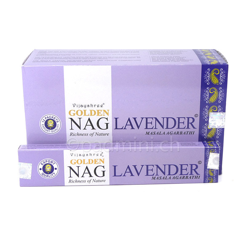 Vijayshree Golden Nag Lavender Masala Räucherstäbchen 15 g aus Indien