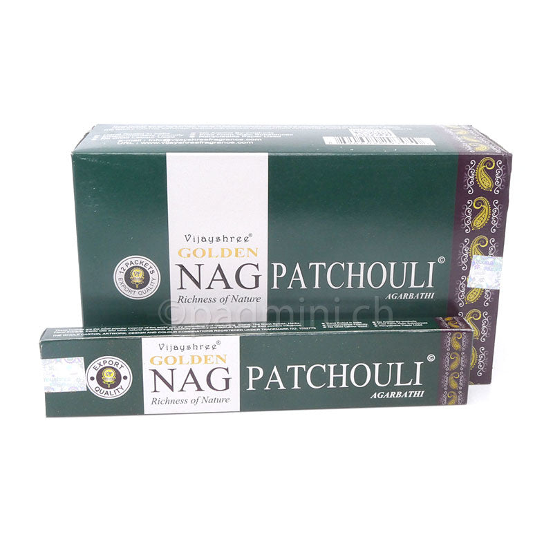 Vijayshree Golden Nag Patchouli Masala Räucherstäbchen 15 g aus Indien
