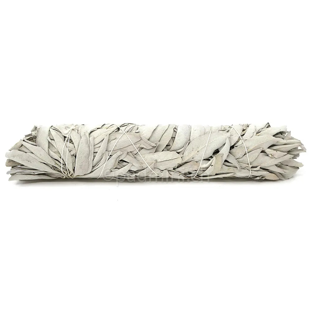 Grosses zylindrisches Räucherbündel aus Weissem Salbei (Salvia apiana), ca. 22 cm lang, mit getrockneten Blättern und Schnurbindung, mindestens 100 g